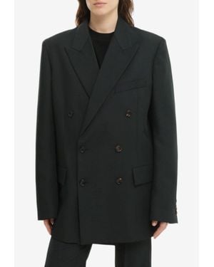 1989 STUDIO Double-Breasted Buttoned Blazer - Black