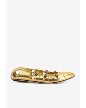 Chloé Moon Metallic Leather Ballet Flats