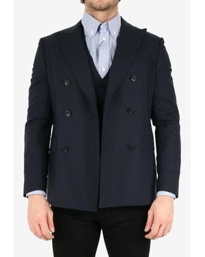 Tonello Double-Breasted Wool Jacket - Blue