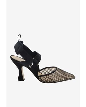 Fendi Colibrì 85 Crystal Mesh Slingback Pumps - Black
