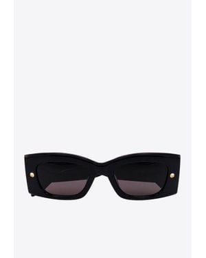 McQueen Spike Studs Rectangular Sunglasses - Black