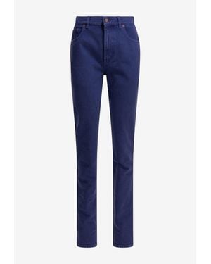 Chloé Logo Patch Straight Jeans - Blue