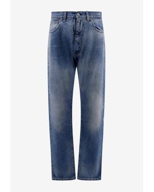 Maison Margiela Frayed Jeans With Signature-Stitches - Blue