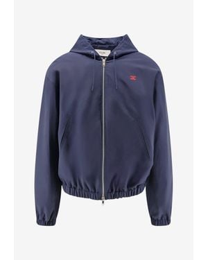Celine Embroidered Triomphe Windbreaker Jacket - Blue