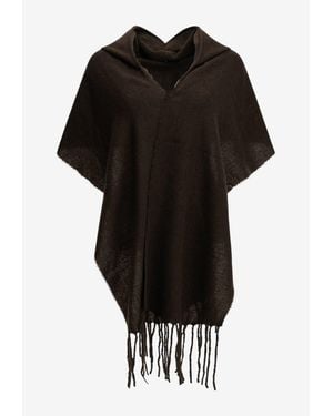 Destin Opus Fringe Wool Poncho - Black