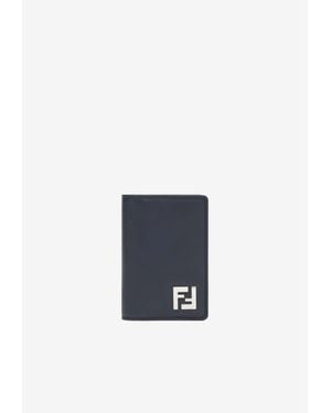 Fendi Ff Squared Leather And Canvas Wallet - White