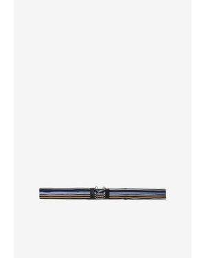 Prada Striped Jacquard Buckle Belt - White