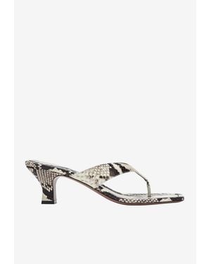 Paris Texas 55 Python Print Leather Sandals - White