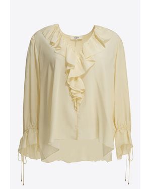 Chloé Silk Ruffle Blouse - Natural