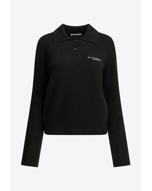 Givenchy Logo Wool-Blend Polo Jumper - Black