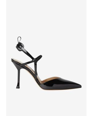 Fendi Very Colibrì 95 Patent Leather Slingback Pumps - Black