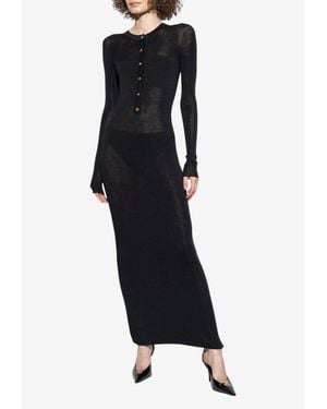 Versace Semi-Sheer Knitted Maxi Dress - Blue