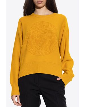 Versace Medusa Jacquard Knit Sweater - Orange