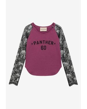 Valentino Panther 60 Sheer-Lace T-Shirt - Purple