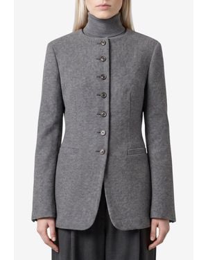 Max Mara Falla Crewneck Cashmere Jacket - Grey