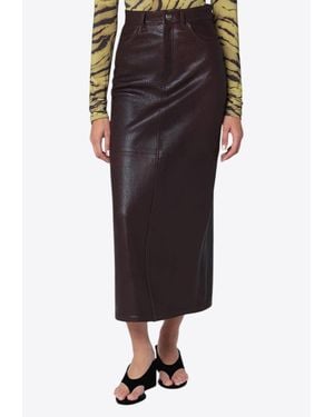 IVY & OAK Leather Midi Skirt - Black