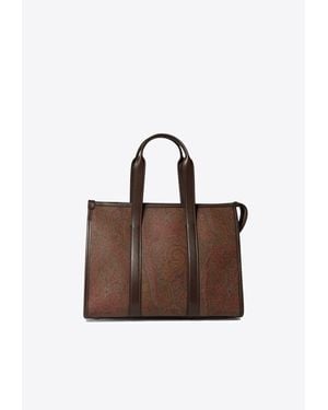 Etro Arnica Paisley Jacquard Top Handle Bag - Brown
