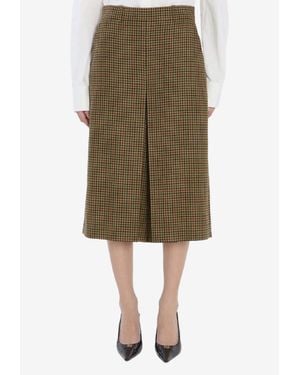 Saint Laurent Plaid Wool Culotte Pants - Green
