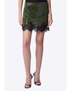 Self-Portrait Crystal Knit Mini Skirt - Black