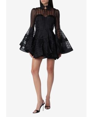 Zimmermann Valiant Silk Organza Mini Dress - Black