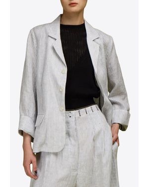 LOVE Binetti Noto Striped Linen Blazer - Gray