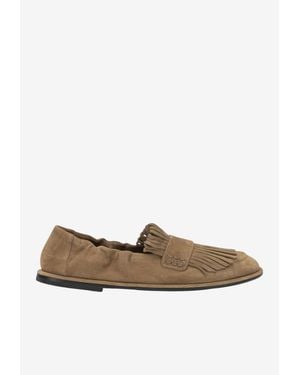 Pomme D'or Suede Tassel Loafers - White