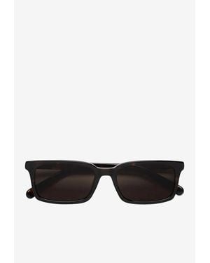 Retrosuperfuture Lunettes 5 Écailles Tortoiseshell Rectangular Sunglasses - Black
