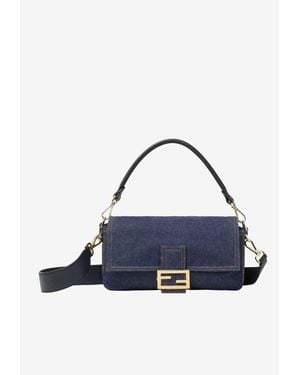 Fendi Baguette Denim Shoulder Bag - Blue