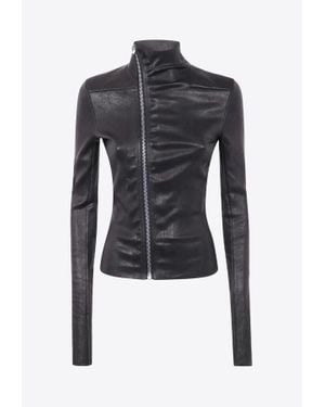 Rick Owens Gary Zip-Up Leather Jacket - Blue