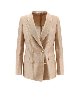 Tagliatore Double-Breasted Buttoned Blazer - Natural