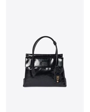 Miu Miu Solitaire Shiny Leather Top Handle Bag - Black