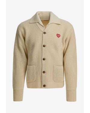 Human Made Heart Patch Wool Cardigan - Natural