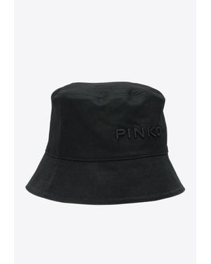 Pinko Logo-Embroidered Bucket Hat - Black
