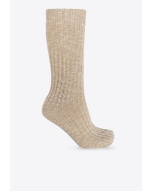 Birkenstock Rib Knit Slub Socks - White