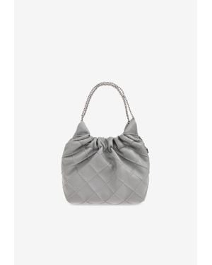 Tory Burch Mini Fleming Quilted Leather Hobo Bag - Gray