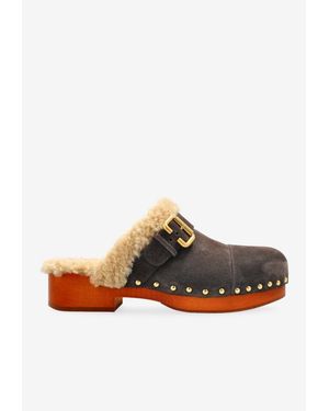 Chloé Jeannette Suede Clogs - Brown