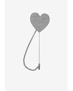 Moschino Heart-Shaped Brooch - White