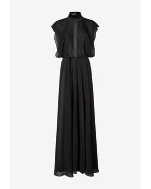 Fendi Cape-Effect Georgette Dress - Black