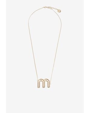 Miu Miu Logo Pendant Necklace - White