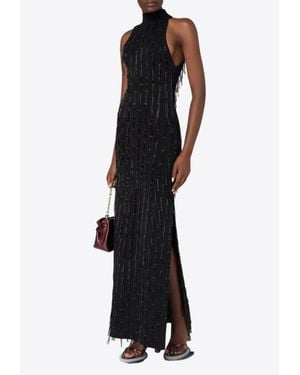 Galvan London Bugle Embroidered Cocktail Dress - Black