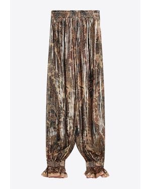Valentino Pekin Voyage Imaginaire Print Pants - Natural