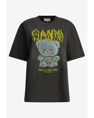 Ganni Forest Teddy Printed T-Shirt - Green