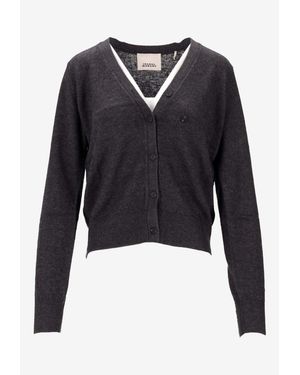 Isabel Marant Carline V-Neck Wool-Blend Cardigan - Blue