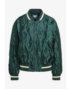 Loewe Crinkled Taffeta Bomber Jacket - Green