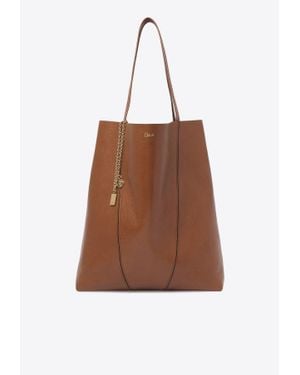 Chloé Spin Leather Tote Bag - Brown