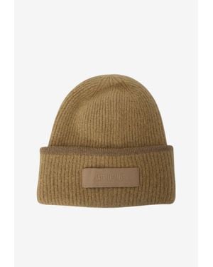 Jacquemus Gros Grain Logo Beanie - Natural