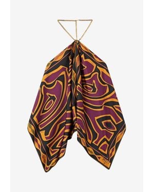 PUCCI Labirinto Print Halterneck Chain Top - Brown