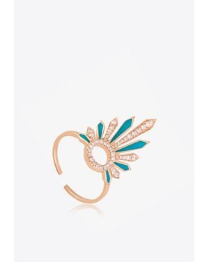 Falamank Soleil Collection 18-Karat Ring With Enamel And Diamonds - White