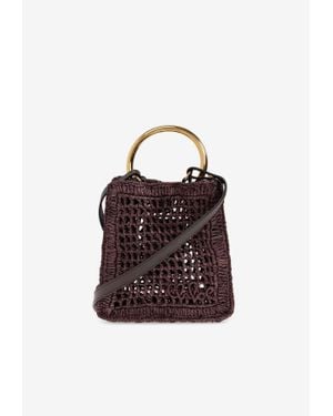 Chloé Mini Summer Banana Raffia Tote Bag - Red
