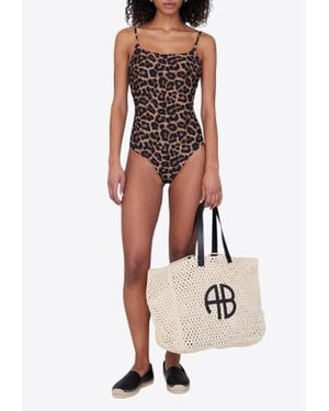 Anine Bing Vesta Leopard Print One-Piece Swimsuit - Brown